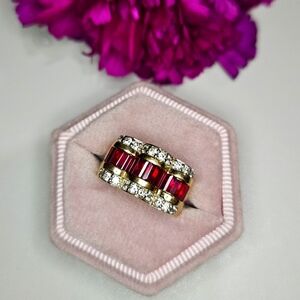 Ruby diamond yellow gold ring new